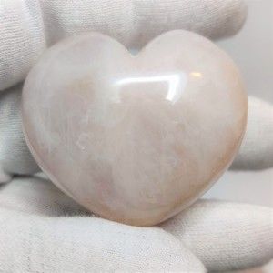 Rose Quartz Puffed Heart Natural Stone 1.5 X 1.75" including Felt Pouch-HT01